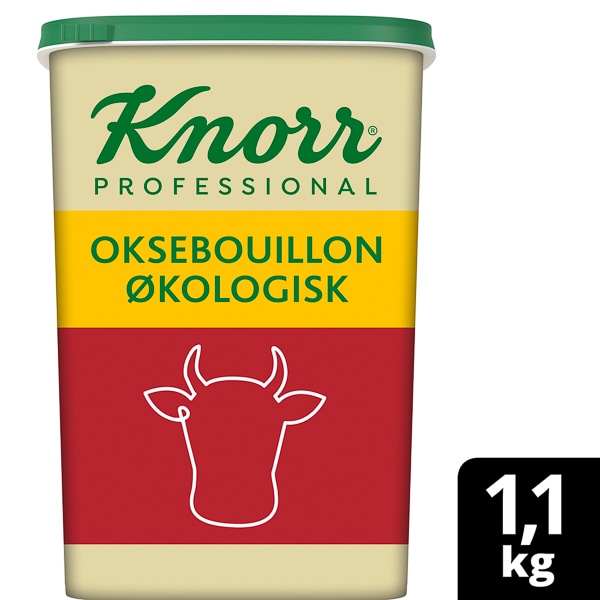 Knorr Økologisk Oksebouillon, lavsalt granulat 6 x 1,1 kg - Knorr Økologisk Oksebouillon Lavsalt giver en ren og rund grundsmag, der fremhæver råvarernes naturlige smag, samtidig med at du bevarer kontrollen over saltningen.